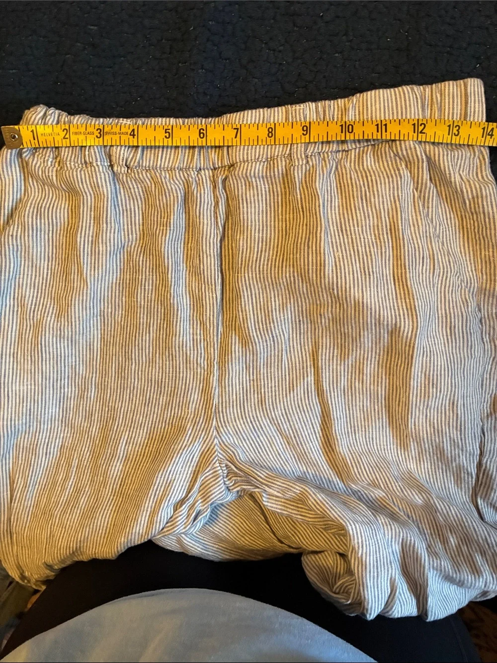 Quince Light Blue / gray & White Striped 100% linen Pants
